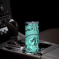 Teal Pacific Flowers Tribal Polynesian Spirit Skinny Tumbler LT9 - Polynesian Pride