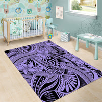 Polynesia Area Rug Tribal Polynesian Spirit With Violet Pacific Flowers LT9 - Polynesian Pride