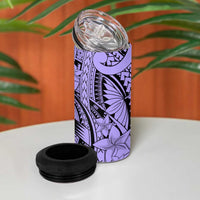 Violet Pacific Flowers Tribal Polynesian Spirit 4 in 1 Can Cooler Tumbler