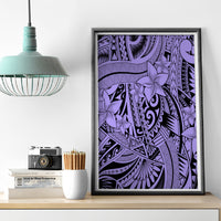 Polynesia Canvas Wall Art Tribal Polynesian Spirit With Violet Pacific Flowers LT9 - Polynesian Pride