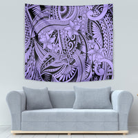 Polynesia Tapestry Tribal Polynesian Spirit With Violet Pacific Flowers LT9 - Polynesian Pride