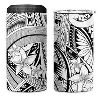 White Pacific Flowers Tribal Polynesian Spirit 4 in 1 Can Cooler Tumbler