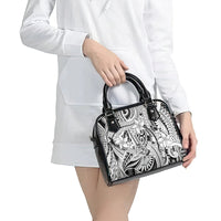 Polynesia Shoulder Handbag Tribal Polynesian Spirit With White Pacific Flowers LT9 - Polynesian Pride