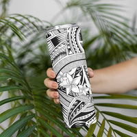 White Pacific Flowers Tribal Polynesian Spirit Skinny Tumbler LT9 - Polynesian Pride