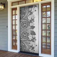 Polynesia Door Cover Hibiscus Hawaiian Tribal Tattoo Retro Gray - Polynesian Pride