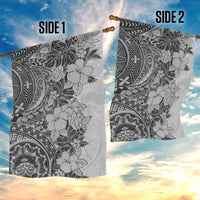 Polynesia Garden Flag Hibiscus and Hawaiian Tribal Tattoo Retro Style Gray Color LT9 - Polynesian Pride