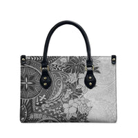 Polynesia Leather Bag Hibiscus Hawaiian Tribal Tattoo Retro Gray - Polynesian Pride
