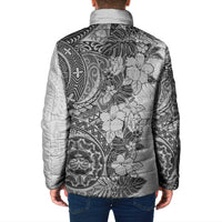 Polynesia Padded Jacket Hibiscus Hawaiian Tribal Tattoo Retro Gray LT9 - Polynesian Pride
