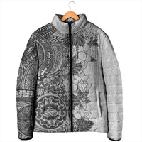 Polynesia Padded Jacket Hibiscus Hawaiian Tribal Tattoo Retro Gray LT9 - Polynesian Pride