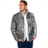 Polynesia Padded Jacket Hibiscus Hawaiian Tribal Tattoo Retro Gray LT9 - Polynesian Pride