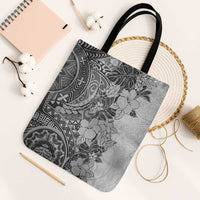 Polynesia Tote Bag Hibiscus Hawaiian Tribal Tattoo Retro Gray - Polynesian Pride