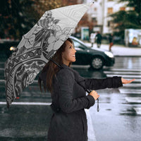 Polynesia Umbrella Hibiscus Hawaiian Tribal Tattoo Retro Gray - Polynesian Pride