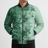 Polynesia Bomber Puffer Jacket Hibiscus Hawaiian Tribal Tattoo Retro Green LT9 - Polynesian Pride
