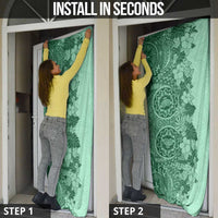 Polynesia Door Cover Hibiscus Hawaiian Tribal Tattoo Retro Green - Polynesian Pride