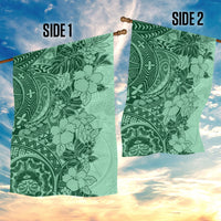 Polynesia Garden Flag Hibiscus and Hawaiian Tribal Tattoo Retro Style Green Color LT9 - Polynesian Pride