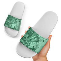 Polynesia Slide Sandals Hibiscus Hawaiian Tribal Tattoo Retro Green - Polynesian Pride