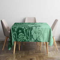 Polynesia Tablecloth Hibiscus and Hawaiian Tribal Tattoo Retro Style Green Color LT9 - Polynesian Pride