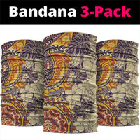 Polynesia Neck Gaiter Hibiscus Hawaiian Tribal Tattoo Retro Tan LT9 package One Size: 25*50cm Tan - Polynesian Pride