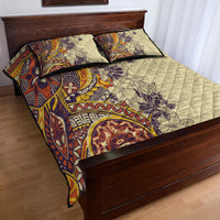 Polynesia Quilt Bed Set Hibiscus and Hawaiian Tribal Tattoo Retro Style Tan Color LT9 - Polynesian Pride