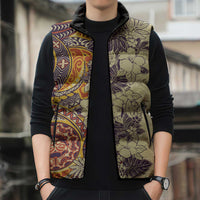 Polynesia Sleeveless Puffer Jacket Hibiscus Hawaiian Tribal Tattoo Retro Tan LT9 - Polynesian Pride
