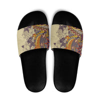 Polynesia Slide Sandals Hibiscus Hawaiian Tribal Tattoo Retro Tan LT9 Tan - Polynesian Pride