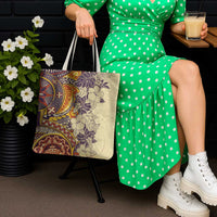 Polynesia Tote Bag Hibiscus Hawaiian Tribal Tattoo Retro Tan - Polynesian Pride