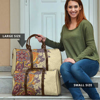 Polynesia Travel Bag Hibiscus Hawaiian Tribal Tattoo Retro Tan - Polynesian Pride