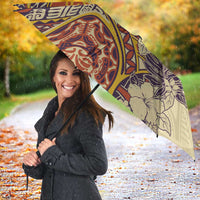 Polynesia Umbrella Hibiscus Hawaiian Tribal Tattoo Retro Tan - Polynesian Pride