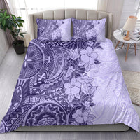 Polynesia Bedding Set Hibiscus and Hawaiian Tribal Tattoo Retro Style Violet Color LT9 - Polynesian Pride