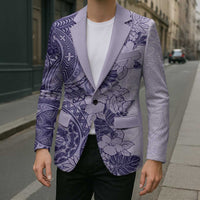 Polynesia Blazer Hibiscus Hawaiian Tribal Tattoo Retro Violet - Polynesian Pride
