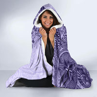 Polynesia Hooded Blanket Hibiscus and Hawaiian Tribal Tattoo Retro Style Violet Color LT9 - Polynesian Pride