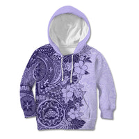 Polynesia Kid Hoodie Hibiscus and Hawaiian Tribal Tattoo Retro Style Violet Color LT9 Hoodie Violet - Polynesian Pride