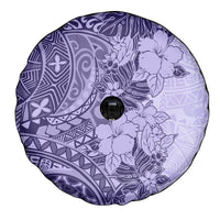 Polynesia Spare Tire Cover Hibiscus and Hawaiian Tribal Tattoo Retro Style Violet Color LT9 - Polynesian Pride