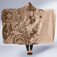 Polynesia Hooded Blanket Hibiscus and Hawaiian Tribal Tattoo Retro Style Pink Pastel LT9 - Polynesian Pride