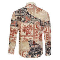 Hawaii Family Matching Short Sleeve Bodycon Dress and Hawaiian Shirt Aloha Tribal Pattern Beige Version LT9 - Polynesian Pride