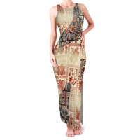 Hawaii Family Matching Tank Maxi Dress and Hawaiian Shirt Aloha Tribal Pattern Beige Version LT9 Mom's Dress Beige - Polynesian Pride