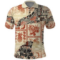 Hawaii Polo Shirt Aloha Tribal Pattern Beige Version LT9 Beige - Polynesian Pride