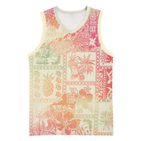 Hawaii Sweat Pink Ombre Basketball Jersey Aloha Tribal Pattern - Polynesian Pride
