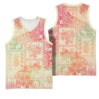 Hawaii Sweat Pink Ombre Basketball Jersey Aloha Tribal Pattern - Polynesian Pride
