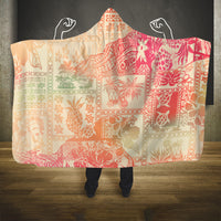 Hawaii Hooded Blanket Aloha Tribal Pattern Sweat Pink Ombre LT9 One Size Pink - Polynesian Pride