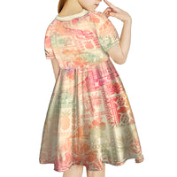 Hawaii Kid Short Sleeve Dress Aloha Tribal Pattern Sweat Pink Ombre LT9 - Polynesian Pride