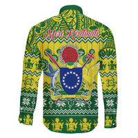 Cook Islands Christmas Family Matching Off Shoulder Long Sleeve Dress and Hawaiian Shirt Santa Beach Meri Kiritimiti LT9 - Polynesian Pride