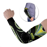 Custom Rugby Cook Islands Avaiki Arm Sleeves - Kuki Airani Tribal Black LT9 Set of 2 Black - Polynesian Pride