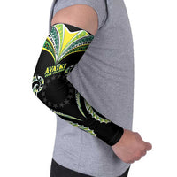 Custom Rugby Cook Islands Avaiki Arm Sleeves - Kuki Airani Tribal Black LT9 - Polynesian Pride