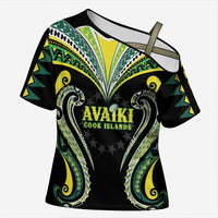 Custom Rugby Cook Islands Avaiki Cross Shoulder Shirt Black Kuki Airani Tribal Maori Inspired LT9 Female Black - Polynesian Pride