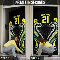 Custom Rugby Cook Islands Avaiki Door Cover Black Kuki Airani Tribal Maori Inspired - Polynesian Pride