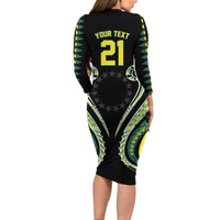 Custom Rugby Cook Islands Avaiki Family Matching Long Sleeve Bodycon Dress and Hawaiian Shirt Black Kuki Airani Tribal Maori Inspired LT9 - Polynesian Pride