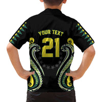 Custom Rugby Cook Islands Avaiki Family Matching Off The Shoulder Long Sleeve Dress and Hawaiian Shirt Black Kuki Airani Tribal Maori Inspired - Polynesian Pride