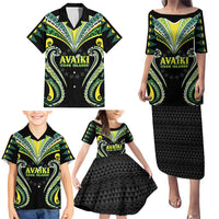 Custom Rugby Cook Islands Avaiki Family Matching Puletasi and Hawaiian Shirt Black Kuki Airani Tribal Maori Inspired LT9 - Polynesian Pride