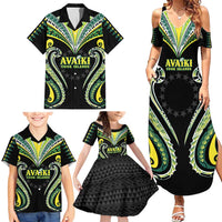 Custom Rugby Cook Islands Avaiki Family Matching Summer Maxi Dress and Hawaiian Shirt Black Kuki Airani Tribal Maori Inspired - Polynesian Pride
